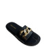 Chain decor flat open slide sandals NSHU44700