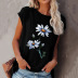 camiseta holgada de manga corta con estampado de flores y cuello redondo NSLZ44708