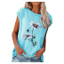 loose round neck flower print short-sleeved t-shirt  NSLZ44708