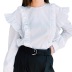 Spring new white ruffled long-sleeved top NSYSB44907