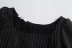 Blusa elegante de chifón con manga farol y cuello cuadrado a rayas negras NSAM44962