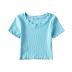 camiseta de manga corta en color liso con cuello redondo NSHS45029