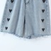Heart printed high-waisted denim shorts NSHS45033