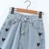 Shorts de mezclilla de cintura alta con estampado de corazones NSHS45033