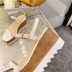 Square Toe Wedge Trifle Platform Sandals  NSHU45071