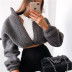 Solid color fluffy zip knit jacket NSKAJ45168