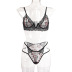 Plum embroidered lace lingerie set NSWY45228