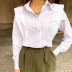 ruffled lapel long-sleeved cotton shirt NSYSB45270