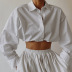 lapel long-sleeved white shirt  NSYSB45326