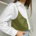 contrast color stitching PU leather shirt  NSYSB45327