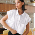 lapel sleeveless white cotton shirt  NSYSB45343