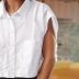 lapel sleeveless white cotton shirt  NSYSB45343