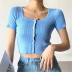 solid color square collar single-breasted top NSAC45397