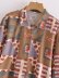 color matching pattern lapel blouse  NSAM45426