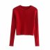 Solid color long sleeve knit crop top NSAM45447