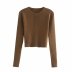 Solid color long sleeve knit crop top NSAM45447