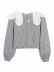 mesh embossed long-sleeved pleated blouse  NSAM45453