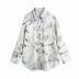 Printed lapel long-sleeved polyester oversized blouse NSAM45461