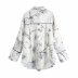 Printed lapel long-sleeved polyester oversized blouse NSAM45461