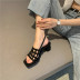 thick-heeled mesh buckle belt sandals NSCA45493