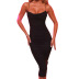 solid color pleated sleeveless sling dress NSLAI45647