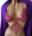 Metal bling decor chain halter bikini suit NSXYA45685