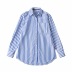lapel long sleeve loose striped shirt   NSAC45757