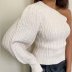 Solide color single sleeve knit shirt NSAM45783