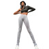 splicing solid color pleated leggings NSMX45860