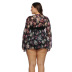 Plus size floral print chiffon mini dress NSOY45991