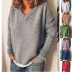 solid color simple woven V-neck pullover  NSOY45997