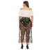 Plus size floral decor lace semi skirt NSOY46090