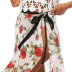 print chiffon irregular ruffled straps beach skirt NSOY46112