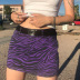short purple stripe contrast denim A-line skirt  NSLQ38972