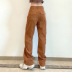 pantalones casuales de cintura alta de pana suelta NSLQ38973