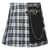 plaid leather buckle chain A-line skirt NSLQ38979