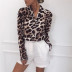 casual leopard print long-sleeved chiffon shirt  NSGE38987