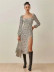 Leopard Print Long Sleeve Square Neck Dress  NSLD39013