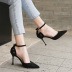 new high heel suede hollow rhinestone black sexy sandals NSHU39127