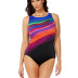 plus size rainbow gradient stripes one-piece swimsuit NSHL39144