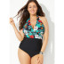 plus size printed backless one-piece swimsuit  NSHL39145