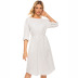 round neck long-sleeved casual simple striped dress NSJR39183