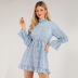 Ruffled Slim High Neck Tie-Up Casual Floral Dress NSJR39187