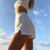 fashion elastic waist side slit sports shorts  NSHS39193
