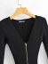 solid color V-neck zipper long-sleeved knitted jumpsuit NSHS39212