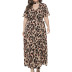 V-neck leopard print plus size dress NSCX39216