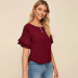 pullover short-sleeved round neck solid color top  NSSA39236