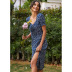 temperament split short-sleeved floral dress NSSA39240