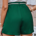green with belt mid-waist loose shorts NSDF39254