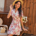 printed V-neck short-sleeved strapped casual loose dress NSDF39255